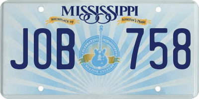 MS license plate JOB758
