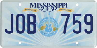 MS license plate JOB759