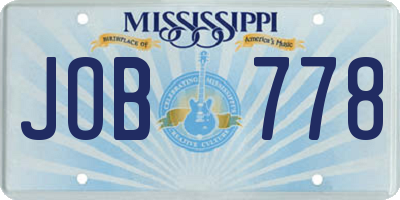 MS license plate JOB778