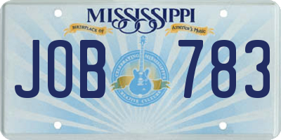 MS license plate JOB783