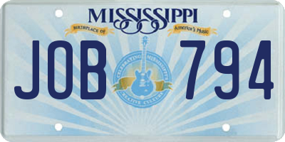 MS license plate JOB794
