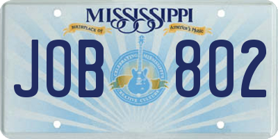 MS license plate JOB802