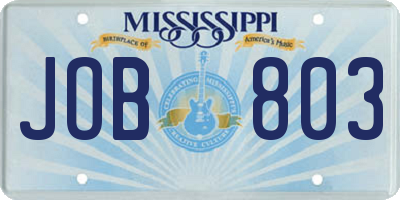 MS license plate JOB803