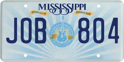 MS license plate JOB804