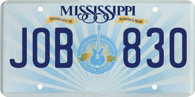 MS license plate JOB830
