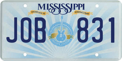 MS license plate JOB831