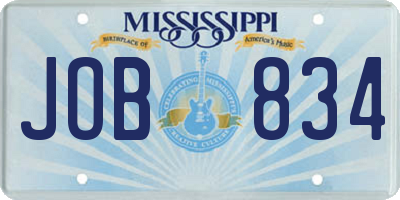 MS license plate JOB834