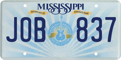 MS license plate JOB837