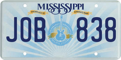 MS license plate JOB838