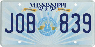 MS license plate JOB839
