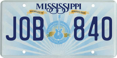 MS license plate JOB840