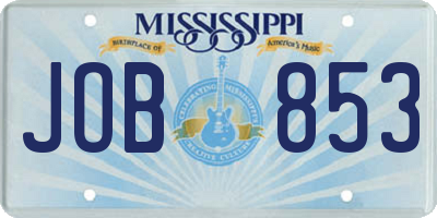MS license plate JOB853