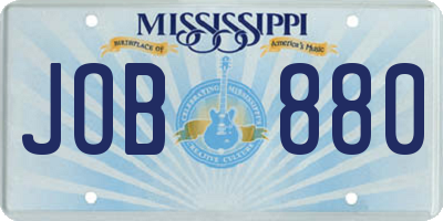 MS license plate JOB880