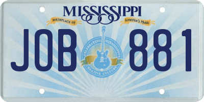 MS license plate JOB881