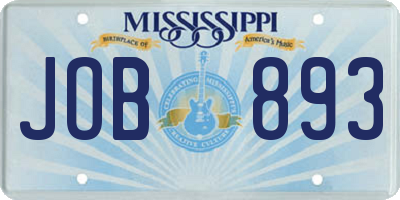 MS license plate JOB893
