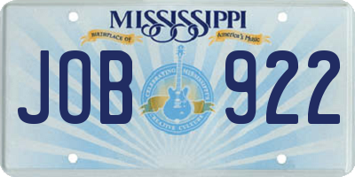 MS license plate JOB922
