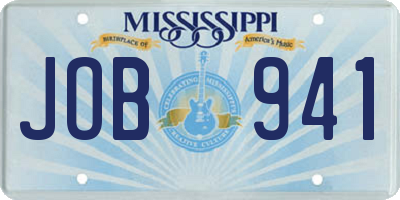 MS license plate JOB941