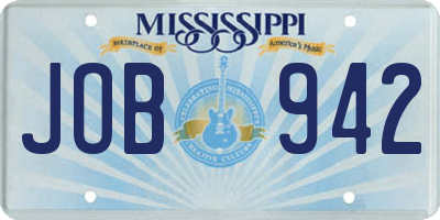 MS license plate JOB942