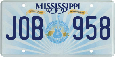 MS license plate JOB958