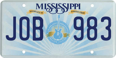MS license plate JOB983