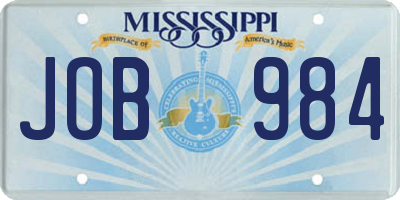 MS license plate JOB984