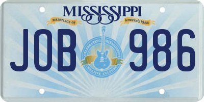 MS license plate JOB986