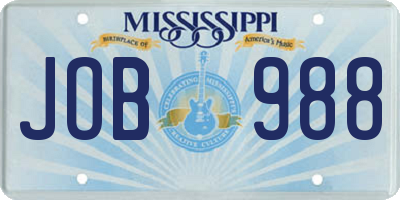 MS license plate JOB988
