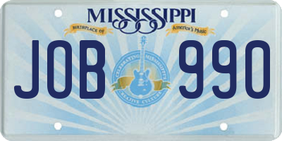 MS license plate JOB990