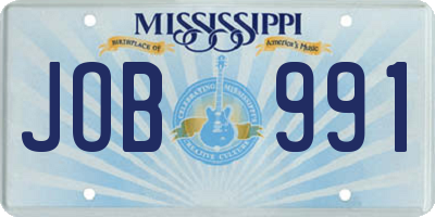 MS license plate JOB991