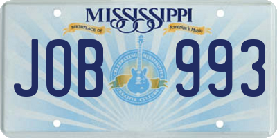 MS license plate JOB993