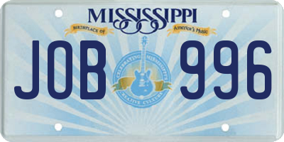 MS license plate JOB996