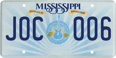 MS license plate JOC006