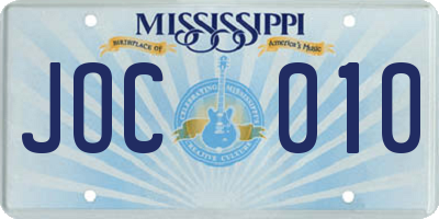 MS license plate JOC010