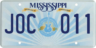 MS license plate JOC011