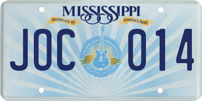MS license plate JOC014