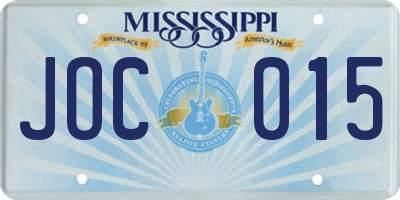 MS license plate JOC015