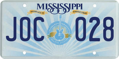 MS license plate JOC028