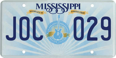 MS license plate JOC029