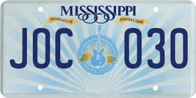 MS license plate JOC030