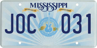 MS license plate JOC031