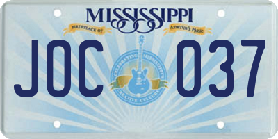 MS license plate JOC037