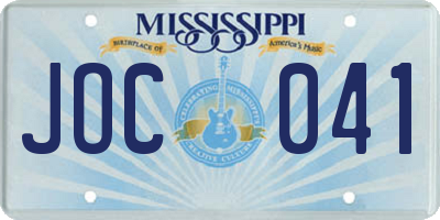 MS license plate JOC041