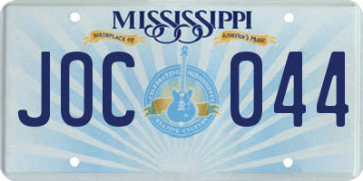 MS license plate JOC044