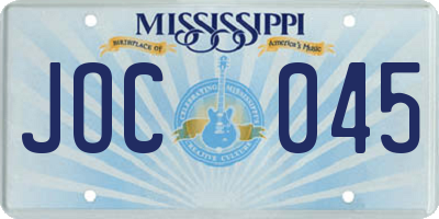 MS license plate JOC045