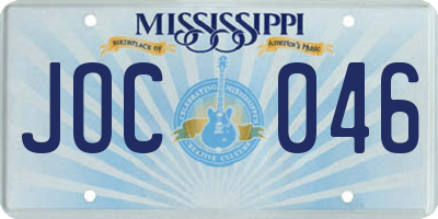 MS license plate JOC046