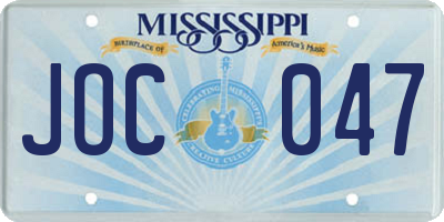 MS license plate JOC047