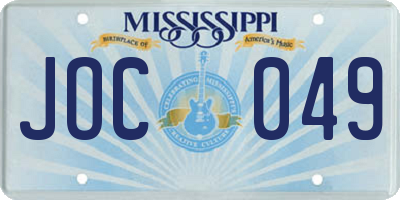 MS license plate JOC049