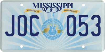 MS license plate JOC053