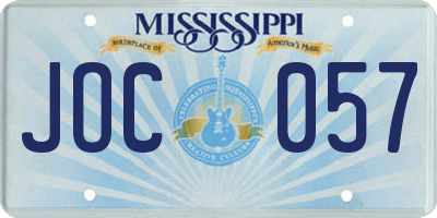 MS license plate JOC057