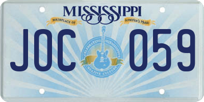MS license plate JOC059
